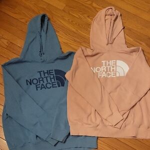 (2) The North Face Blue and Pink Hoodies. SZ Large